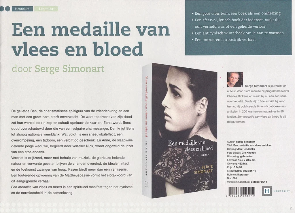 Uit de brochure van uitgeverij Houtekiet - Een medaille van vlees en bloed door Serge Simonart